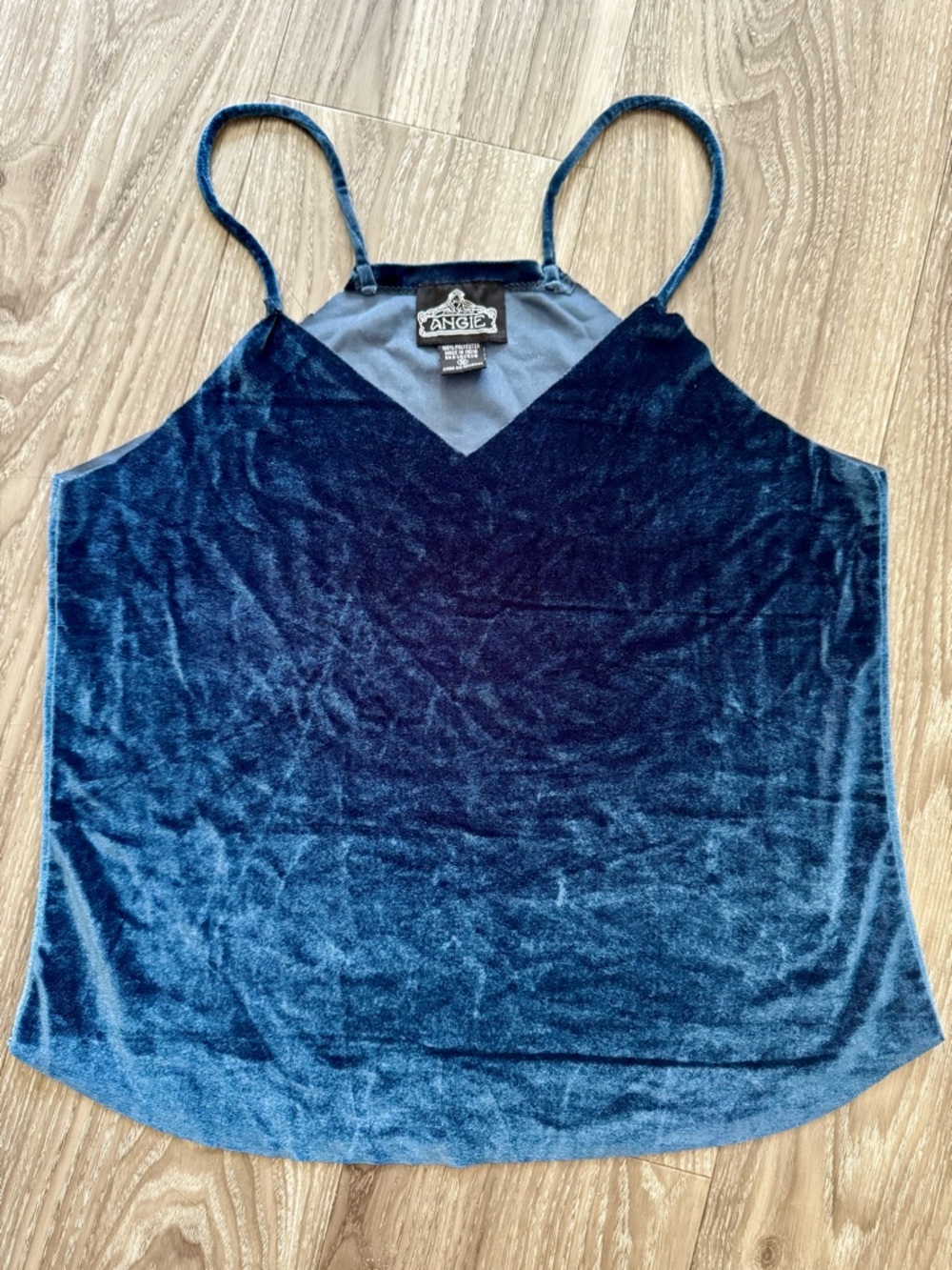 Angie Blue racerback boho velvet tank